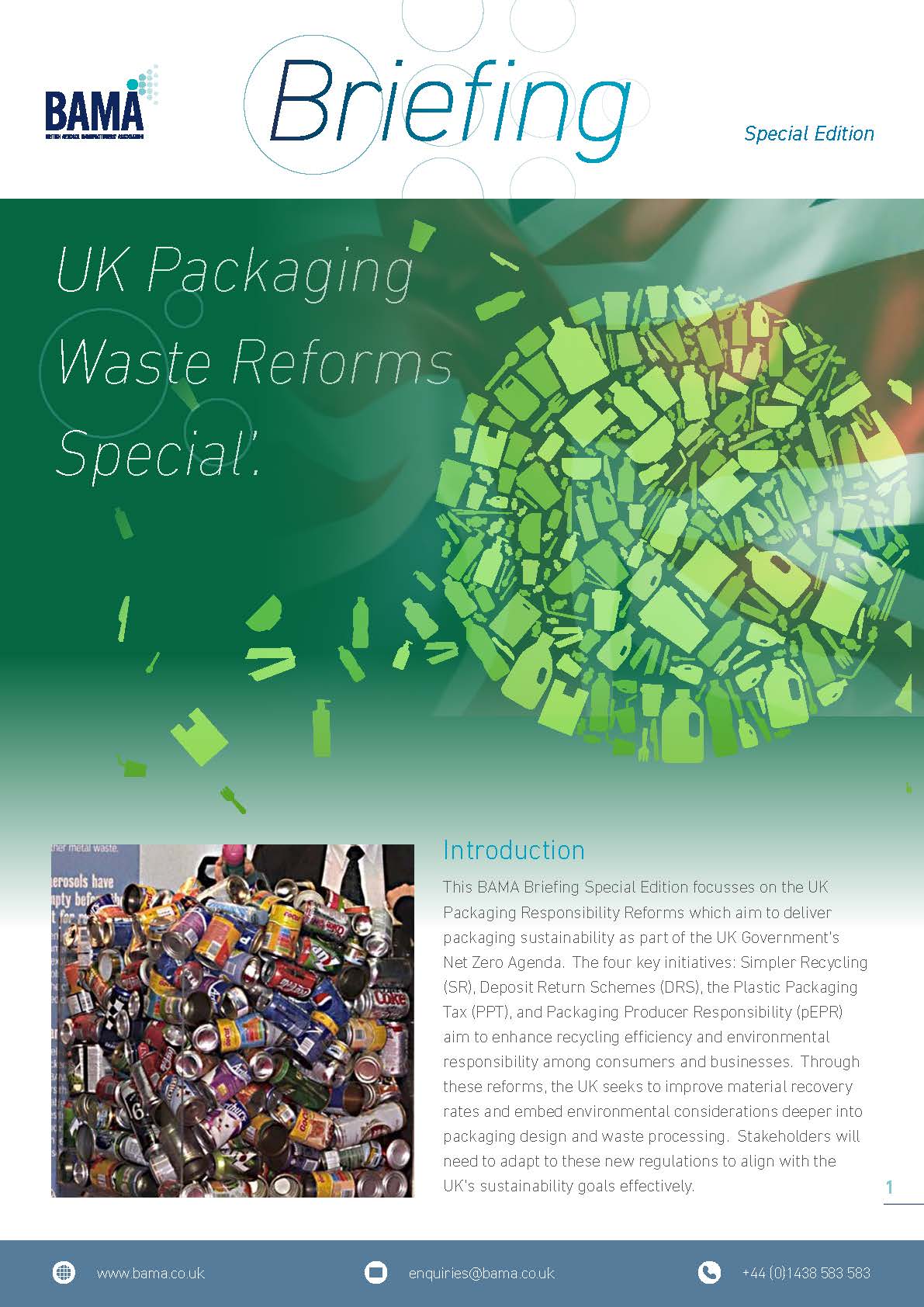 BAMA Briefing Special Edition - UK Packaging and Waste Reforms